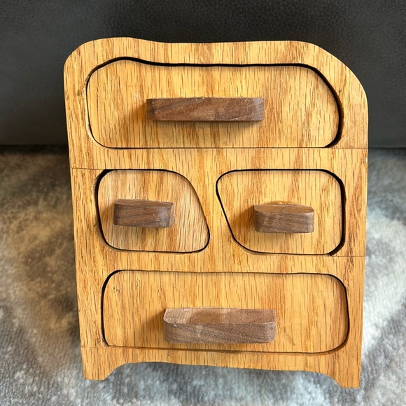 Handmade all Wood curved 4 drawer Trinket Box apothecary spice cabinet custom - Picture 1 of 11